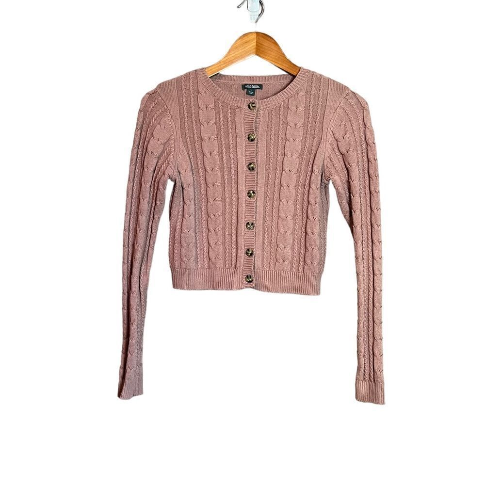 Wild fable light pink cable knit cropped cardigan